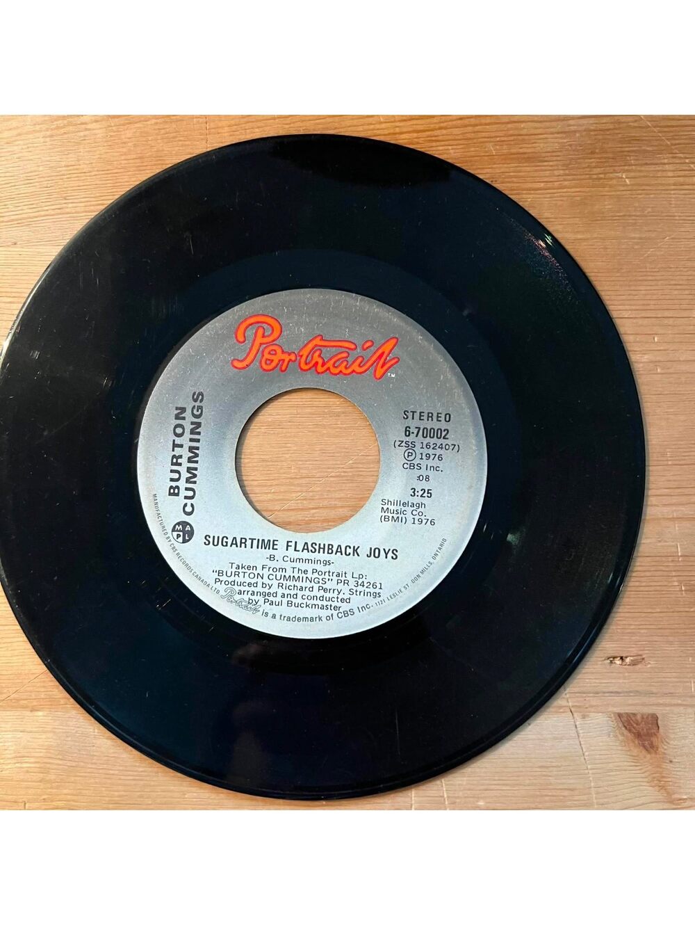 Burton Cummings - Sugartime Flashback Joys/I'm Scared 45rpm VG+ R11